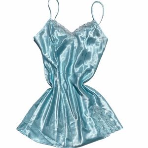 satin contrast lace slip dress